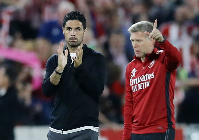 Arsenalov trener&nbsp; Mikel Arteta najbrž ni najboljše volje. FOTO: David Klein/Reuters