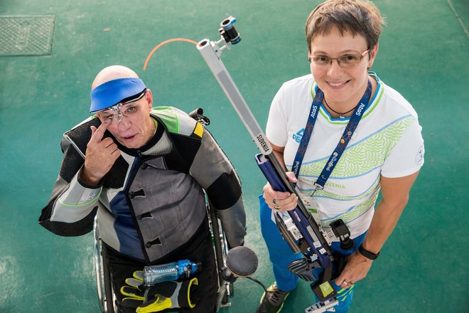 Franc Pinter s trenerko Polonco Sladič na paralimpijskih igrah v Rio de Janeiru leta 2016. FOTO: Vid Ponikvar/Sportida