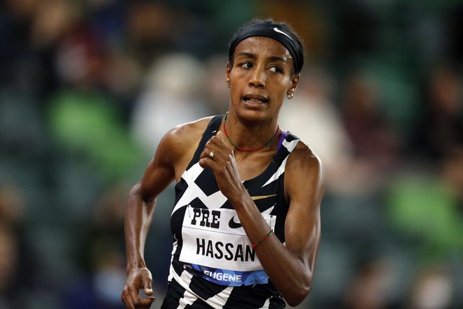 Sifan Hassan (na fotografiji) med nastopom na štadionu Hayward Field. FOTO:&nbsp;Jonathan Ferrey/AFP