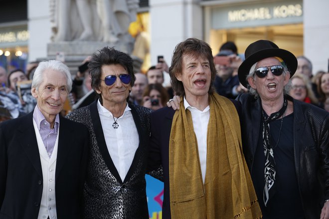 Skupina Rolling Stones. Charlie Watts je prvi na levi, ob njem Ronnie Wood, Mick Jagger in Keith Richards. FOTO: Luke Macgregor Reuters/Pictures