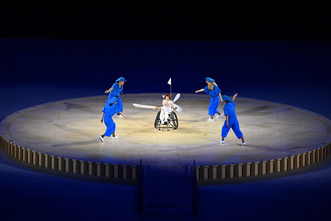 Slovesnost ob začetku paraolimpijskih iger v Tokiu na Japonskem. FOTO: Charly Triballeau /Afp