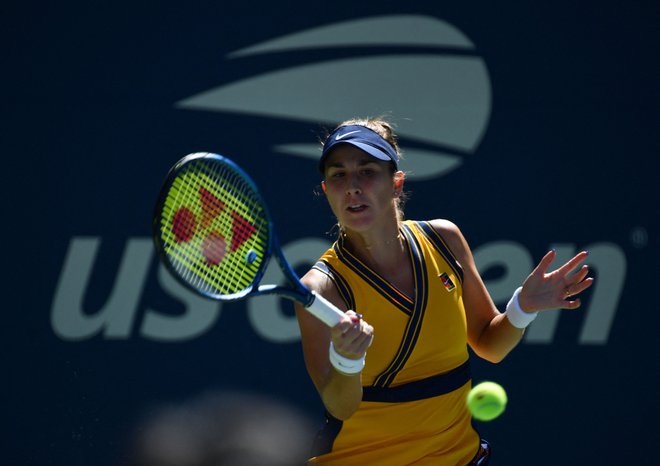 Belinda Bencic (na fotografiji) med sobotnim obračunom v New Yorku. FOTO: Angela Weiss/AFP