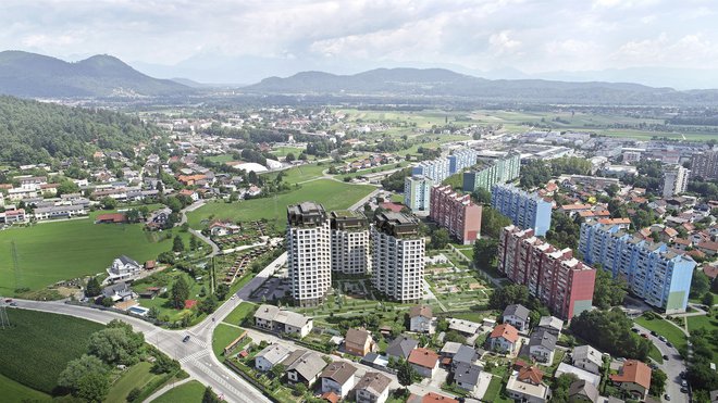 Na območju Šiške, kjer se trenutno gradi 688 stanovanj, bodo zasebni investitorji z ruskim kapitalom prihodnje leto začeli graditi sosesko Regentov kvart. FOTO: Lesnep