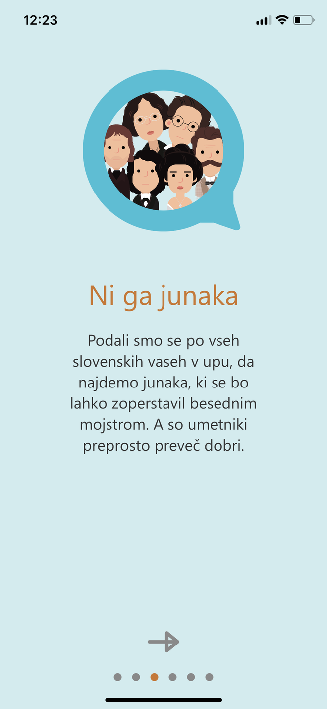 S pomočjo aplikacije se je mogoče spustiti tudi v besedoboj s kar šestimi slovenskimi literati, obenem pa v živo tekmovati tudi z drugimi prijavljenimi uporabniki. FOTO: arhiv Portala Franček