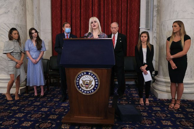 Članice ameriške gimnastične reprezentance v sredo na zaslišanju v ameriškem senatu. FOTO:&nbsp;Chip Somodevilla/AFP