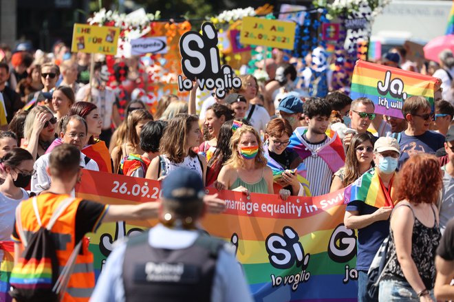 Parada ponosa v Ženevi. FOTO Glories Francois/via Reuters