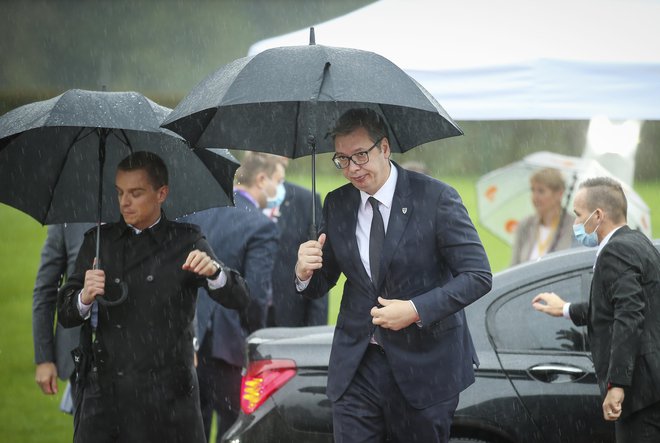 Srbski predsednik Aleksandar Vučić.  FOTO: Jože Suhadolnik/Delo
