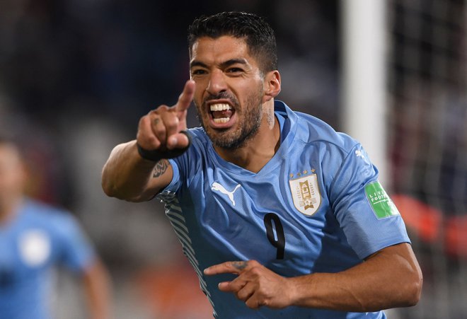 Luis Suarez med zadnjo akcijo urugvajske reprezentance. FOTO: Pablo Porciuncula/AFP