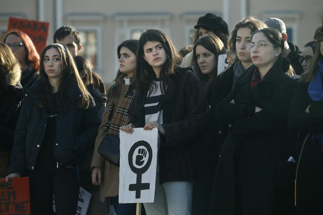 Na Kongresnem trgu v Ljubljani že vrsto let 8. marca s protesti opozarjajo na nasilje nad ženskami. Foto Blaž Samec