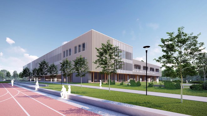 Sodobna in predvsem varna šola bo predvidoma odprta v šolskem letu 2023/24. Vir: Občina Kamnik