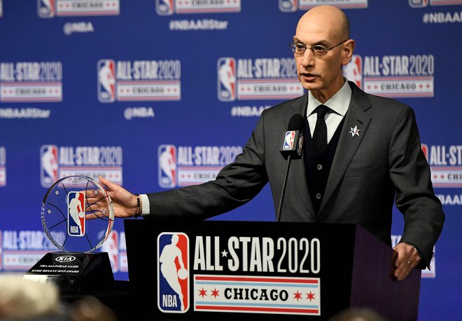 Pvi mož NBA Adam Silver upa, da se bo že zdaj visok odsototek cepljenih košarkarjevev še povečal. FOTO: Stacy Revere/AFP
