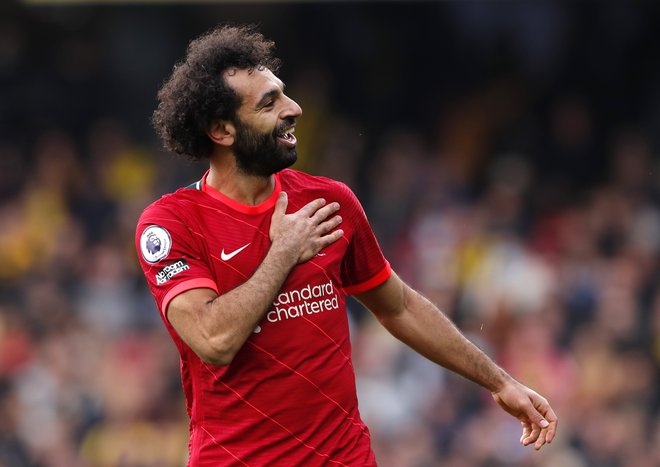 Dvakratni najboljši strelec angleškega nogometnega prvenstva Mohamed Salah ima visoke plačilne zahteve za nadaljevanje kariere na Anfieldu. FOTO: Andrew Couldridge/Reuters
