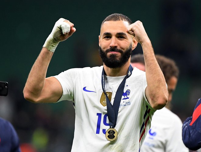 Karim Benzema je obtožen izsiljevanja nekdanjega reprezentančnega soigralca. FOTO: Alberto Lingria/Reuters
