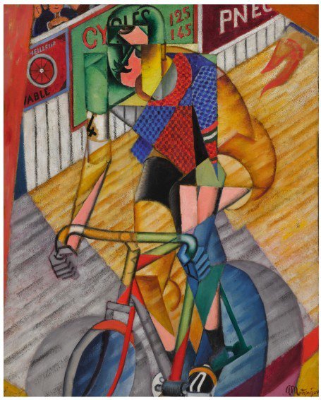 Lani februarja so sliko Jeana Metzingerja »Kolesar« (Le cycliste) pri Soheby's prodali za več kot tri milijone evrov in pol. FOTO: Arhiv Delo/Polet/Peggy Guggenhaim zbirka
