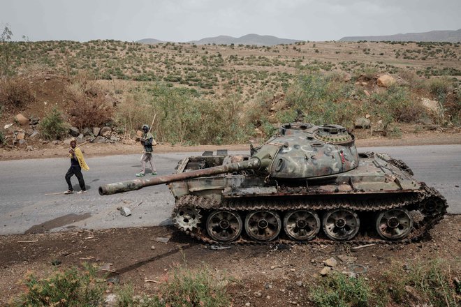 Ostanki spopadov med vladnimi silami in TPLF. FOTO: Yasuyoshi Chiba/AFP
