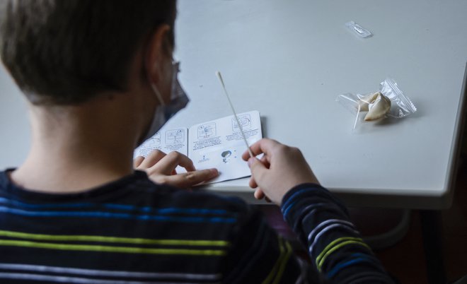 Kaj lahko naredijo v šolah, če bo otrok test pozabil doma ali se ne bo hotel testirati, ni znano. FOTO: Tobias Schwarz/Afp
