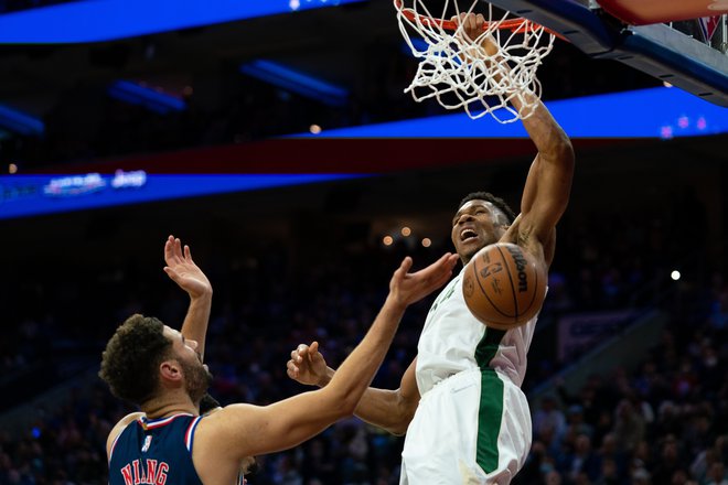 Prvi zvezdnik Milwaukeeja Giannis Antetokounmpo je s sprejema pri predsedniku ZDA Joeju Bidnu prišle nabrušen in motiviran. FOTO: Bill Streicher/Usa Today Sports
