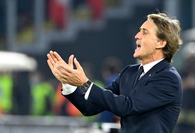 V Rimu, kjer je Roberto Mancini (na fotografiji) letos junija z varovanci začel z izjemnim nizom zmag, ki so Italijanom prinesle evropski naslov, je bilo vzdušje tokrat precej drugačno. FOTO: Alberto Pizzoli/AFP
