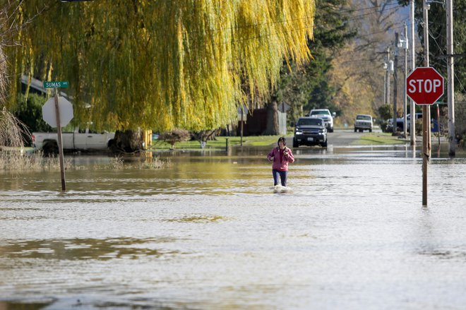 Kanadski premier Justin Trudeau je v sredo ob obisku v sosednjih ZDA dejal, da je deževje povzročilo &raquo;zgodovinske in grozljive poplave&laquo;. FOTO:&nbsp;Jason Redmond/Reuters
