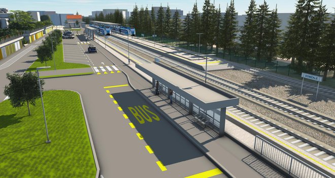 Tako naj bi bila videti nova železniška postaja v Domžalah. Računalniški prikaz DRSI
