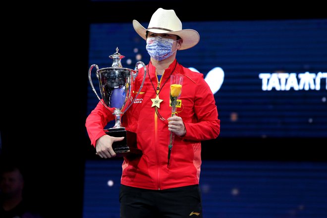 Srebrni z olimpijskih iger v Tokiu Fan Zhendong je na svetovnem prvenstvu v namiznem tenisu, na katerem je popolno kitajsko prevlado preprečil švedski dvojec, osvojil zlato kolajno. FOTO: Erik Williams/Usa Today Sports
