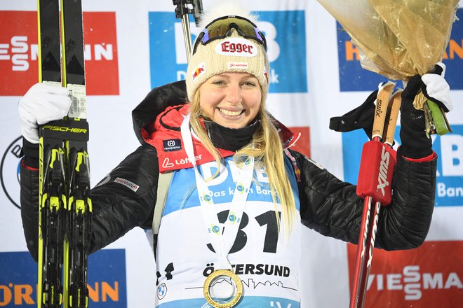 Lisa Theresa Hauser je bila najhitrejša v ženski konkurenci. FOTO: Fredrik Sandberg/AFP
