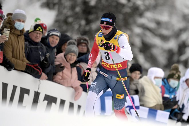 Johannes Hoesflot Klaebo (na fotografiji) med novembrsko preizkušnjo v Ruki. FOTO: Lehtikuva/Reuters
