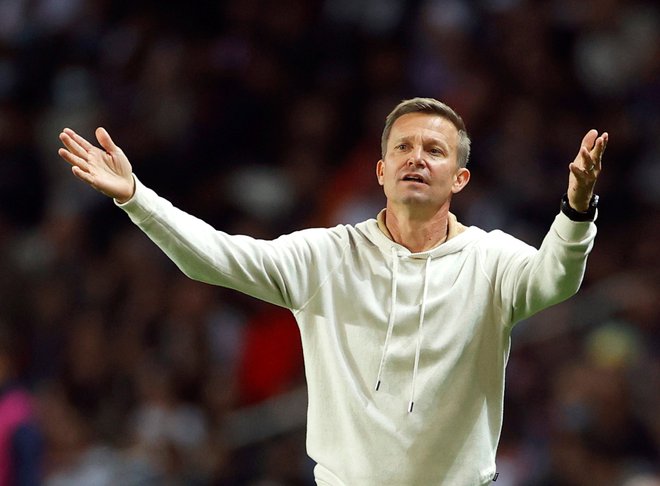 Jesse Marsch (na fotografiji) med tekmo lige prvakov v Parizu. Rdeči biki niso imeli sreče pri žrebu, ki jim je poleg Paris Saint-Germaina namenil tudi Manchester City. FOTO: Christian Hartmann/Reuters
