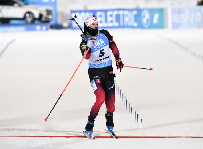 Norvežan Vetle Sjastad Christiansen ni skrival veselja ob zmagi v švedski soseščini.&nbsp;FOTO:&nbsp;Fredrik Sandberg/AFP
