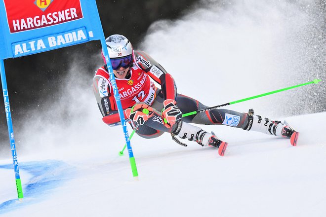 Henrik Kristoffersen je bil v Dolomitih vnovič najhitrejši. FOTO: Tiziana Fabi/AFP
