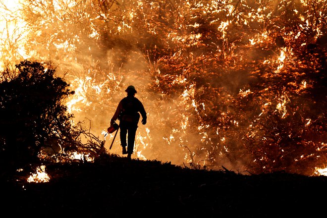 V zadnjem letu smo po vsem svetu z grozo spremljali, kako ogenj požira vse pred sabo. Zaradi vse pogostejših suš bodo pogostejši tudi požari. FOTO: Fred Greaves/Reuters
