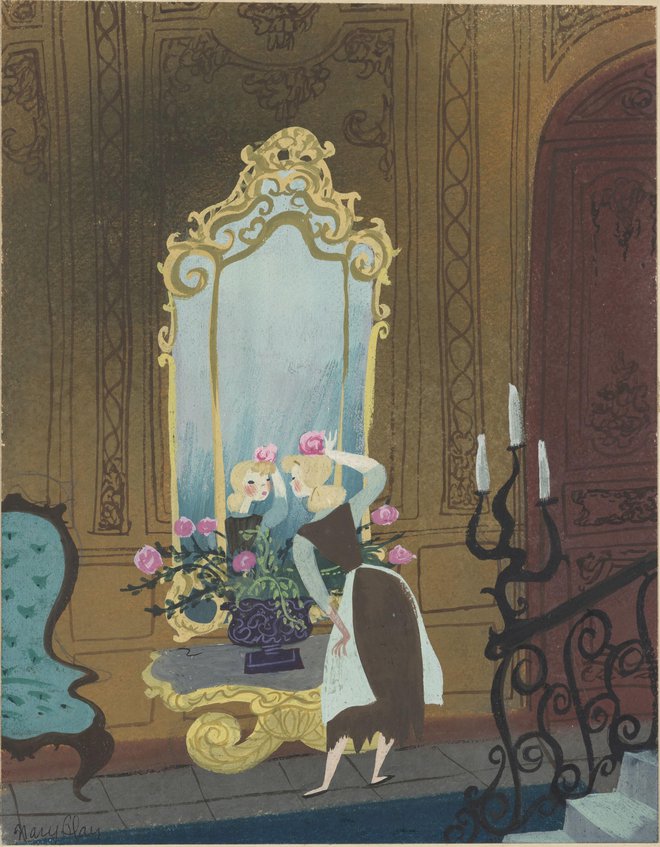 Umetniška vodja pri animirani Pepelki iz leta 1950 Mary Blair se je odločila, da bo v njej ustvarila »majhen evropski dvor« in »francosko atmosfero«. FOTO: Walt Disney Animation Research Library © Disney
