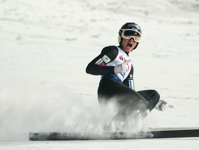 Anže Lanišek se je v Zakopanah veselil tretjega mesta. FOTO: Janek Skarzynski/AFP
