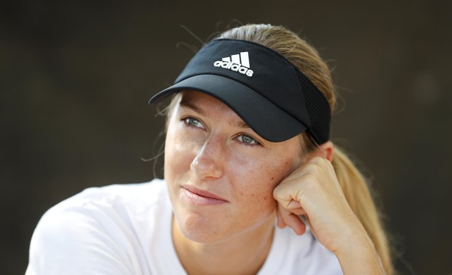 Kaja Juvan pred pričetkom teniškega turnirja WTA Portorož 2021, 13. september 2021 [tenis,šport] Foto Matej Druznik
