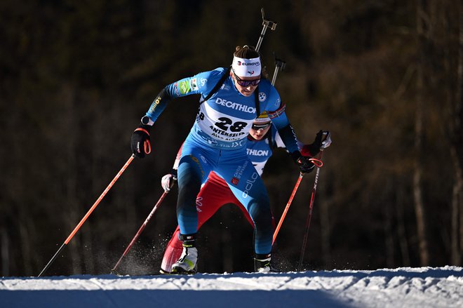 Francozinja Justine Braisaz-Bouchet je bila na Južnem Tirolskem nepremagljiva.&nbsp;FOTO:&nbsp;Marco Bertorello/AFP
