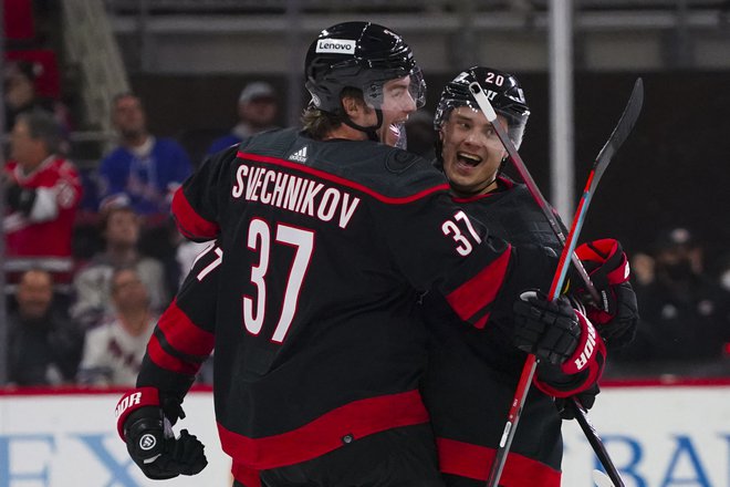 Carolina se je veselila zmage proti NY Rangers. FOTO: James Guillory/USA Today Sports
