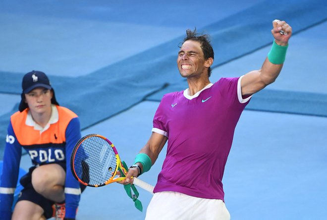 Rafael Nadal ni skrival veselja ob uvrstitvi med elitno melbournsko četverico.&nbsp;FOTO:&nbsp;William West/AFP
