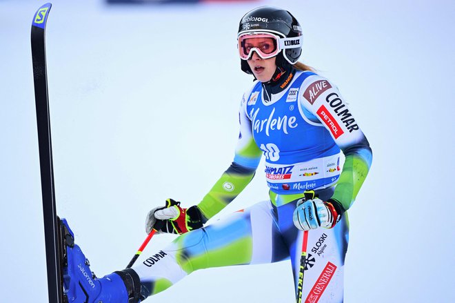 Ana Bucik je bila na drugi progi najhitrejša med vsemi. FOTO: Jure Makovec/AFP
