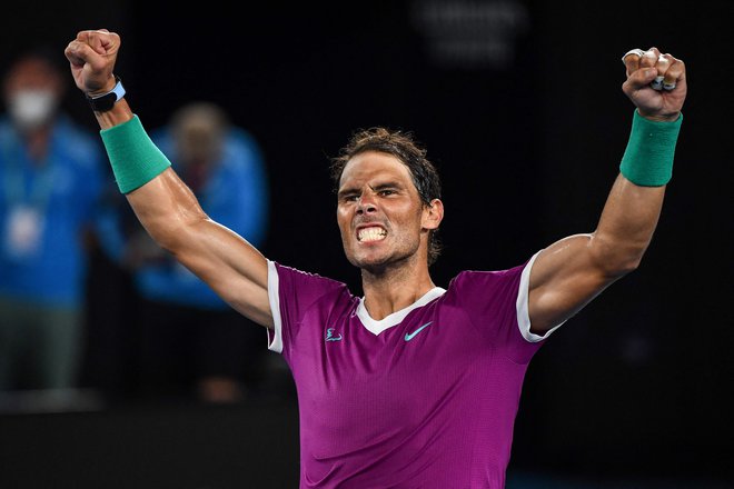 Rafael Nadal pri 35 letih premore dovolj moči za rekordno 21. lovoriko za grand slam. Foto William West/AFP
