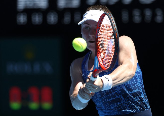 Tamara Zidanšek med dvobojem z Alize Cornet. FOTO: Asanka Brendon Ratnayake/Reuters
