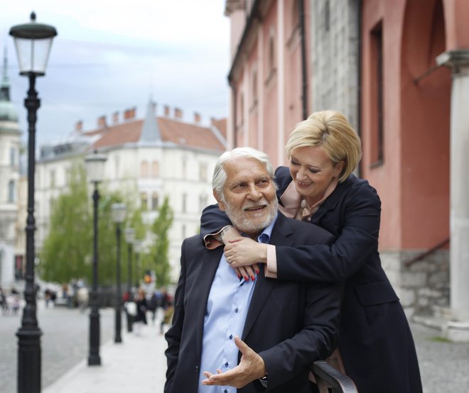 Boris Cavazza in Ksenija Benedetti v Ljubljani. Foto Leon Vidic
