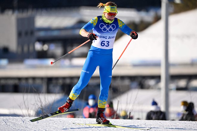 Valentina Kaminska med nastopom v kvalifikacijah šprinta v klasični tehniki. FOTO: Tobias Schwarz/AFP
