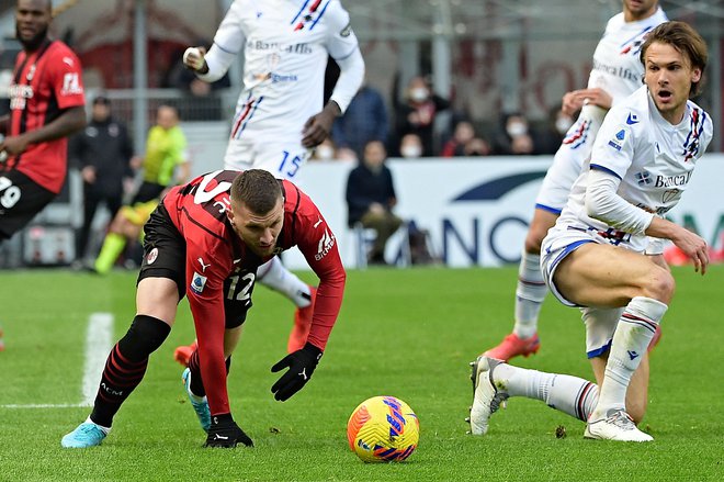 Ante Rebić je rešil točko za Milan. FOTO: Andreas Solaro/AFP
