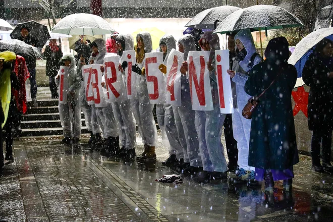 Protestniki so k javnemu opravičilu izbrisanim pa pozvali tudi predsednika vlade in &raquo;vse ostale politične predstavnike in odgovorne za to krivico&laquo;. FOTO: Črt Piksi/Delo
