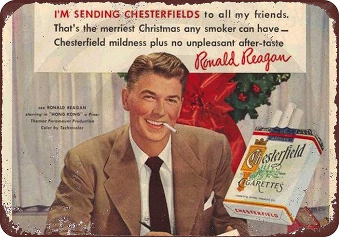 Ronald Reagan v oglasu za cigarete Chesterfield. FOTO: promocijsko gradivodo
