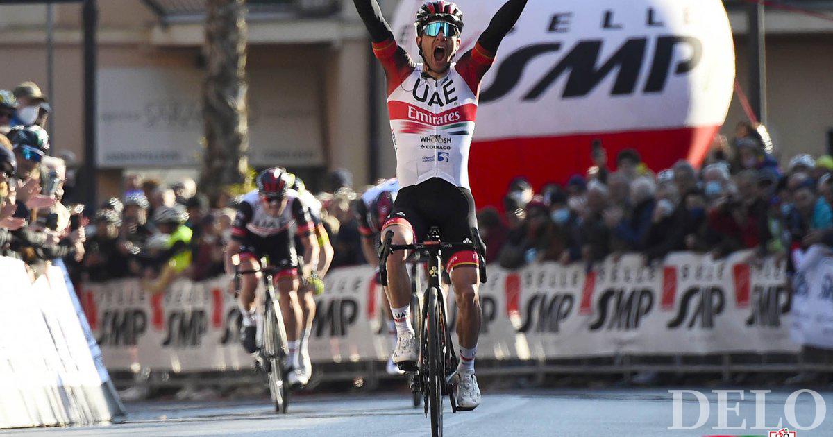 Jan Polanc festeggiato nella gara di apertura della stagione italiana