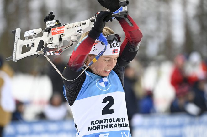 Tiril Eckhoff je bila najboljša v zasledovanju. FOTO: Vesa Moilanen/AFP
