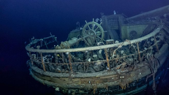 Ladja Endurance je več kot 3000 metrov globoko na morskem dnu. FOTO: Falklands Maritime Heritage Trust/National Geographic
