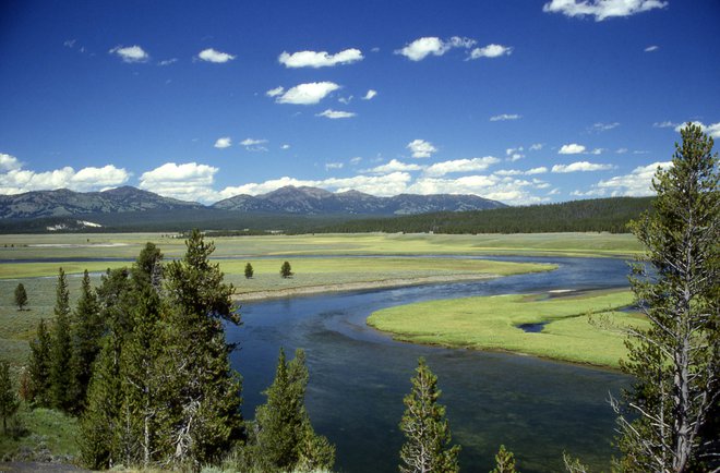 Kaldera Yellowstone meri 70 krat 45 kilometrov, skoznjo teče slikovita reka z istim imenom. FOTO: Wikipedija
