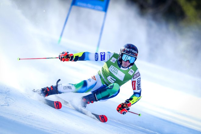 Žan Kranjec je odlično opravil s prvo progo v Kranjski Gori, v drugi pa se mu ni izšlo po željah. FOTO: Matej Družnik/Delo
